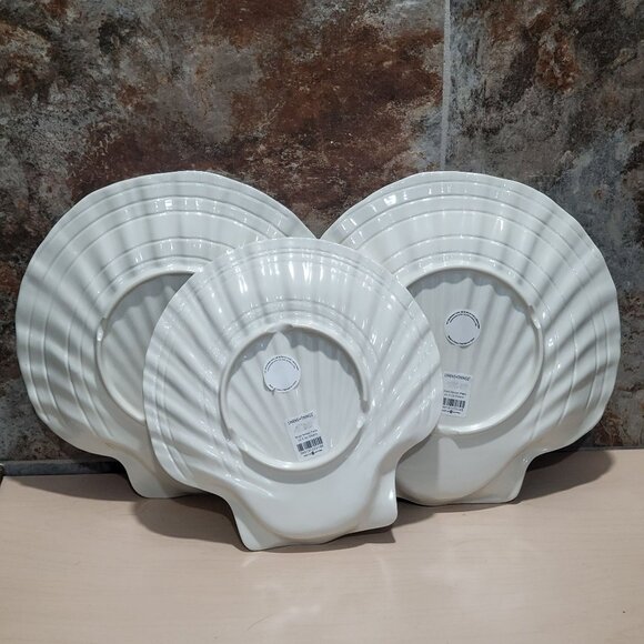 Linens N Things Clam Shell Dinner Salad Plates Cream Yellow Set of 3 - Picture 5 of 10